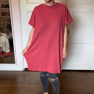 Zara oversized t shirt dress midi red tunic
